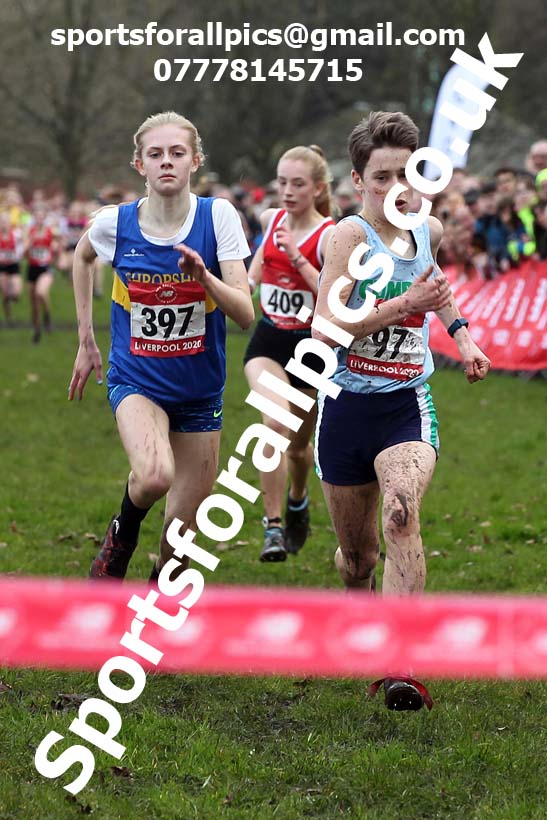 Junior girls, 2020 New Balance English Schools Champs., Sefton Park, Liverpool. Photo: David T. Hewitson/Sports for All Pics
